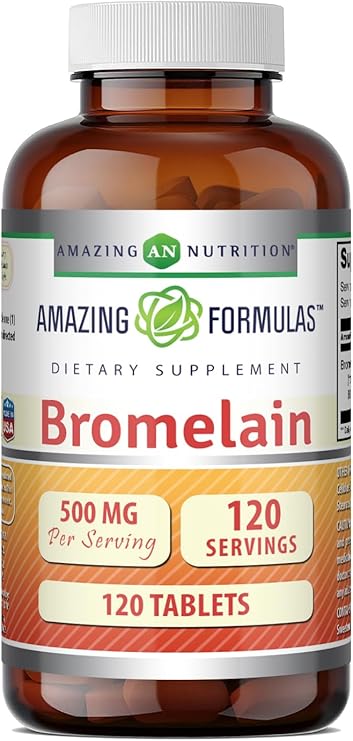 Amazing Formulas Bromelain 500 Mg (300 GDU) | Tablets Supplement | Non-GMO | Gluten-Free | Made in USA (1 Pack | 120 Count)