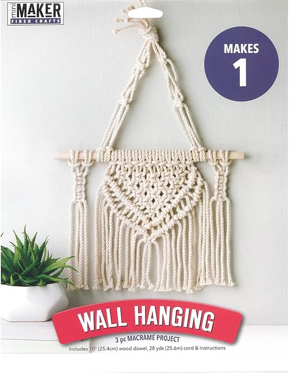 Leisure Arts Macrame Kit Wall Hanging, Macrame Kits for Adults and Beginners, Wall Hanger Craft Kit, DIY Macrame Project Kit for Home or Room Decor
