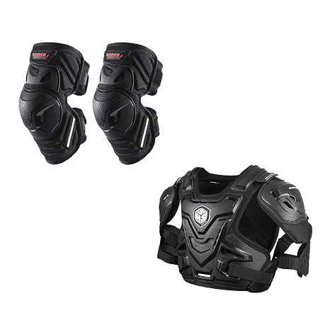 Scoyco Motorcycle Knee Pads and AM07 Motocross Chest Protectors Bundle