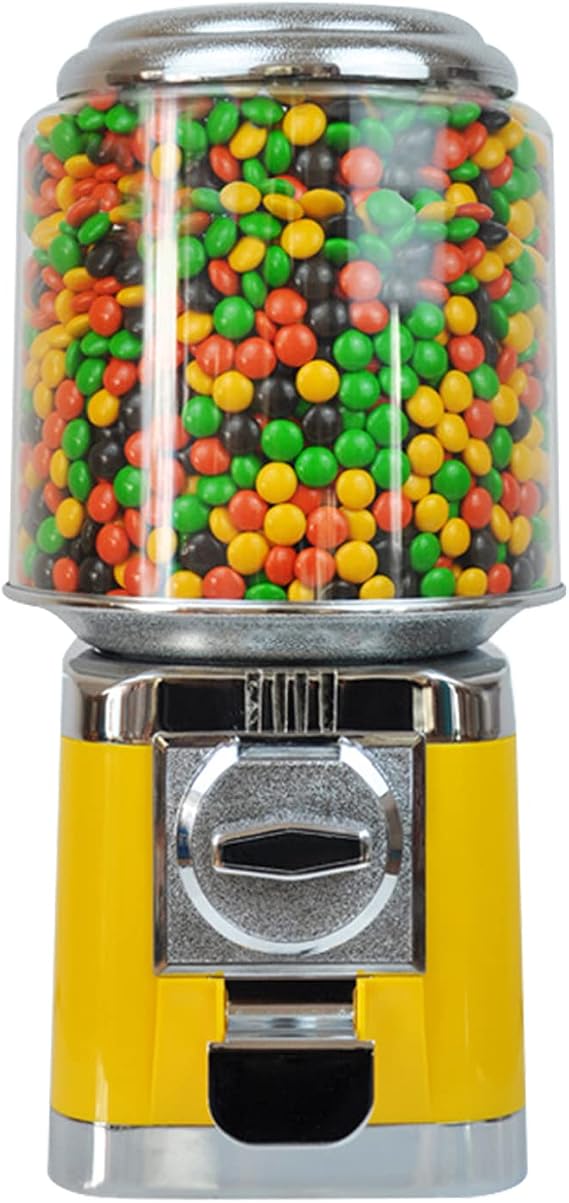 Vending Candy Machine, Candy Gumball Vending Machine Candy Dispenser Commercial Gumball Vending Machine, Gumball Dispenser Machine for Kids, Perfect for Birthdays, Christmas and Kiddie Parties(Yellow)
