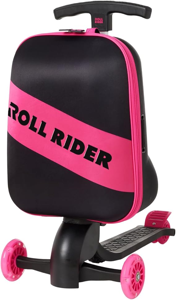 Kids Scooter Luggage 2-in-1 Ride-On Suitcase with Light-Up Wheels & Adjustable Handle | Carry-On Approved & TSA-Friendly | Fun, Durable, Lightweight Travel Scooter for Boys & Girls Ages 3-10, Blue