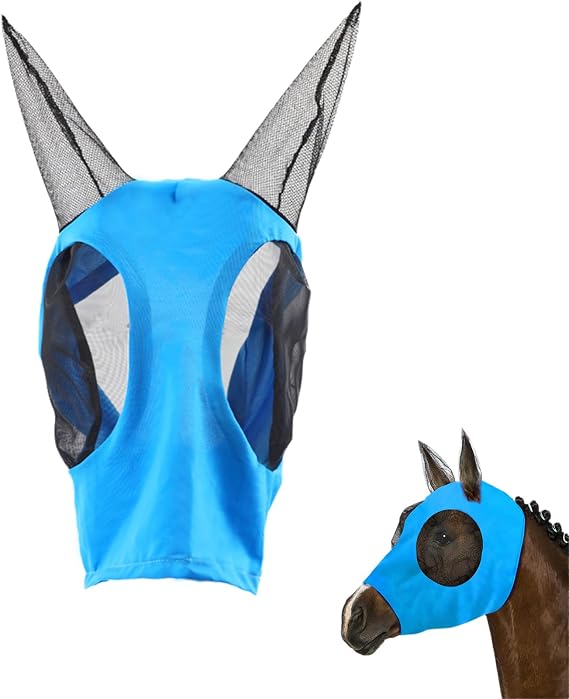 Horse Fly Mask with Ears UV Protection for Small Horses