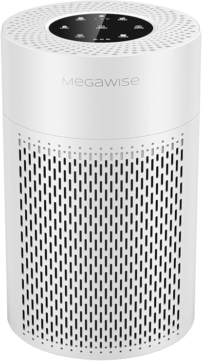 MEGAWISE 2022 Updated Version Smart Air Purifier for Home Large Room up to 1080ft², H13 True HEPA Filter with Smart Air Quality Sensor, Sleep Mode,