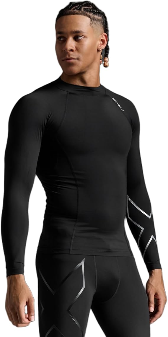 2XU Mens Ignition Comp Long Sleeve Medium Black/Silver