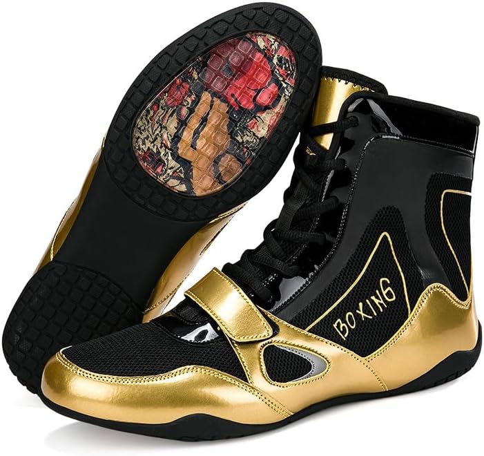 Boxing Shoes, Men's Professional Wrestling Shoes, High Cut, Junior Indoor Training Shoes, Women's, Combat Training Shoes, Breathable, Lightweight, Martial Arts, Anti-Slip, Ankle Guard, Wide, Gym,
