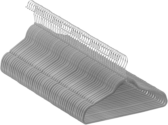 Velvet Hangers, Sturdy and Space Saving Hanger. 50 Pack (Gray)