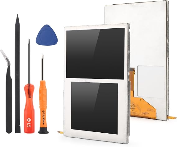 for Nintendo 2DS LCD Display Replacement for Nintendo 2DS Top and Bottom LCD Screen Repair Replacement Assembly Accessories Part with Repair Tools