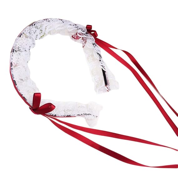 Women Ruffled Lace Sweet Headband Japanese Ribbon Bowknot Hair Hoop Maid Costume Hair Accessories(WR#)