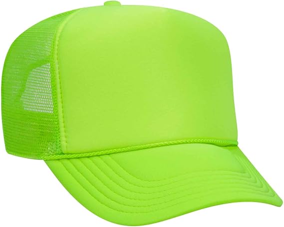 Otto Caps Neon 5 Panel High Crown Mesh Back Trucker Hat Polyester Foam Front