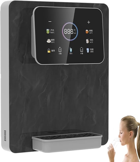 Instant Hot & Cold Water Dispenser — Wall-Mounted Unit With Electronic Child Lock,5 Temperature Settings,Quantitative Dispensing & Touch Screen — Compatible With Ro Water Purifiers For Home(Black)