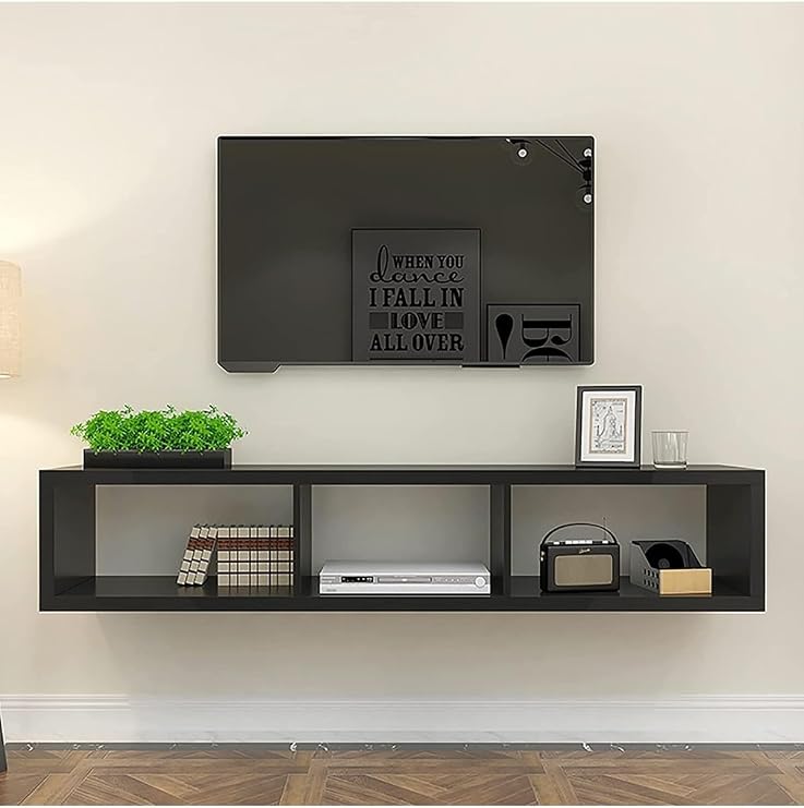 Siyah 140 Cm Tv Ünitesi Tv Sehpası Tv Standı Duvar Rafı Kitaplık
