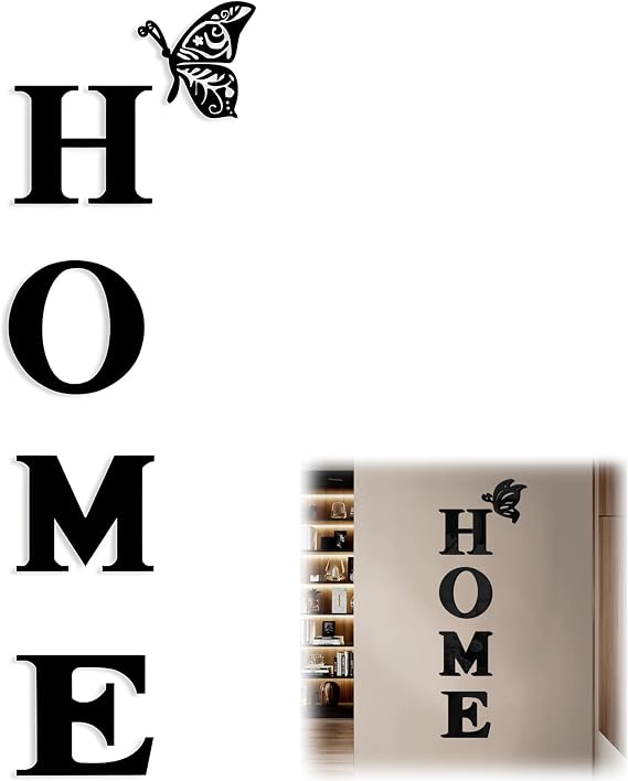 Wall Stickers, Acrylic Decorative Home Accessories Wall Stickers Living Room Mirror Effect Home Sign Letters Removable Wall Sticker House Decor Accessories Entry Way New Home Sign(Black)
