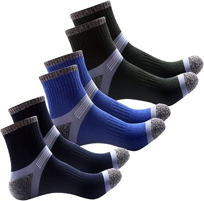 6 Pairs Mens Athletic Running Socks Performance Cushion Cotton Athletic Crew Socks for Men Size 9-12