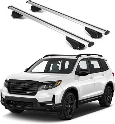 ERKUL Roof Rack Cross Bars for Honda Passport 2019-2025 | Aluminum Crossbars with Anti Theft Lock for Rooftop | Compatible with Raised Rails - Silver