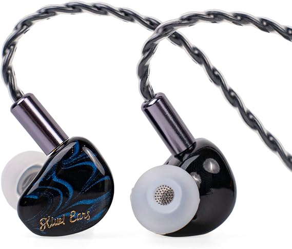 Kiwi Ears Cadenza in Ear Monitor, 10mm Beryllium Dynamic Driver IEM Earphones, HiFi Studio Wired Earbuds with 3D Printed Cavity, Detachable 2Pin 3.5mm IEM Cable for Audiophile (Blue)