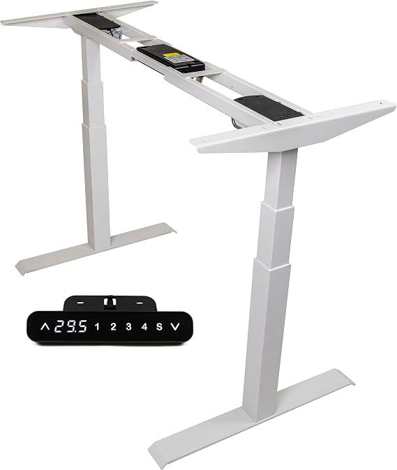 K Series Desk Base 3 Stage with Dual Motor Electric Adjustable Standing Desk Base Electric for Home and Office Width and Height Adjustable (White Frame only)