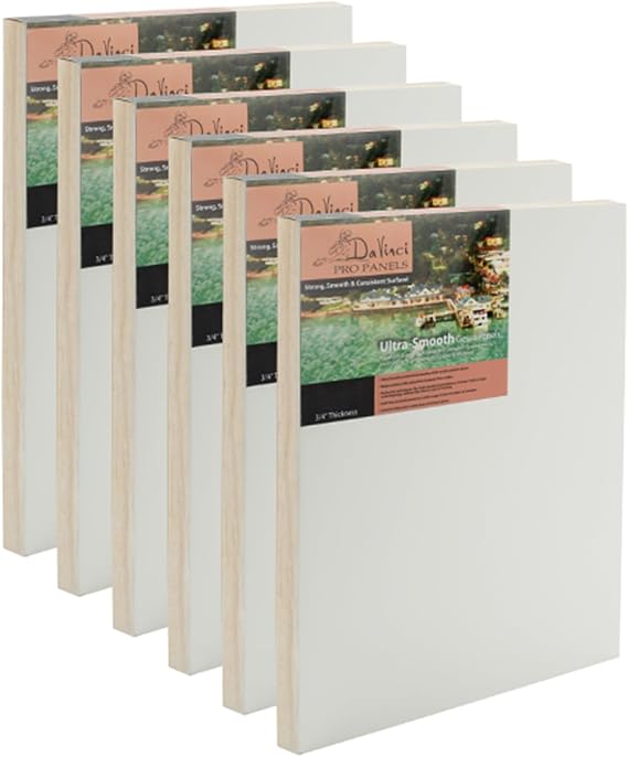DaVinci Wood Panel Pro Ultra Smooth Gesso Panel 3/4'''' Deep 11x14'''' - 6 Pack