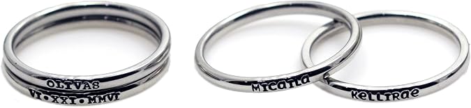 2mm *Shiny Finish* Stackable Stainless Steel Personalized Custom Stacking Name Ring(s)