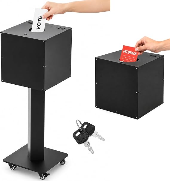 13.8" Large Acrylic Raffle Ballot Donation Box with Stand & Wheels