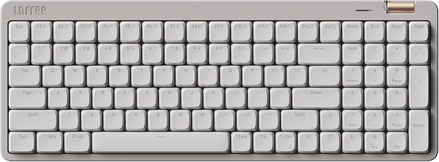 LOFREE Flow Lite100 Keys Low Profile Mechanical Keyboard, Swappable Rechargeable Wireless Keyboard with 2.4G Receiver, Bluetooth and Wired Connection for Windows,MacLinear SwitchesMarble US-Layout