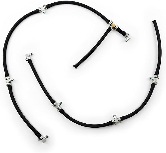 Upgraded Fuel Injector Return Line Kit, Stainless Steel, 8mm OD, Fit for 2004.5-2010 6.6L LLY Duramax Diesel Pickup Truck Engines, Left & Right Hand Side, 1x Each