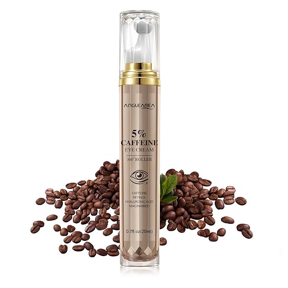 5% Caffeine Eye Serum with 360Massage Ball for Puffiness, Fine Lines & Wrinkles - Anti-Aging, Hydrating Formula with Hyaluronic Acid, Niacinamide