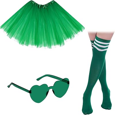 Adult Tutus for Women Colorful with Heart Sunglasses and Costumes Tube Socks for Women Party Dance Accessory Sets