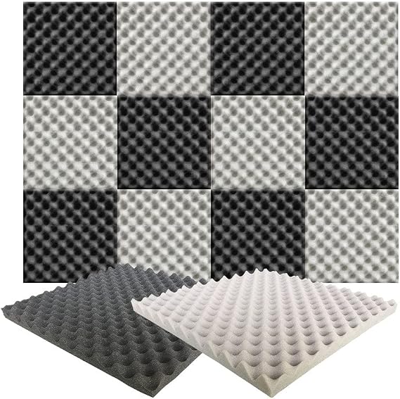 Arrowzoom 12-Pack Acoustic Foam Panels 19.6x19.6x1.1 in Black/Gray AZ1052 | Sound-absorbing foam helps control echo and reflections in recording studios, podcast rooms, gaming setups and theaters.