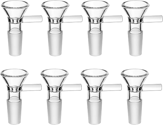 14mm Glass Bowls, 8 Pack Bowl Piece for Water Pipes and Oil Rigs, Durable and Easy to Clean Glass Bowl, Portable Design for Travel and Group Use