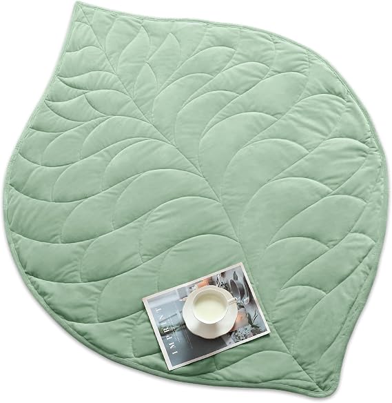 Weighted Lap Blanket for Adults, 7 lbs 41" x 53", Leaf Pattern, Sage Green