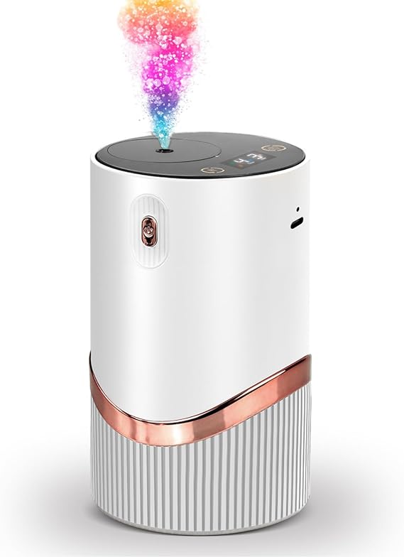 Waterless Essential Oil Diffuser - Aroma Diffuser with Indicator, Portable Smart Scent Air Machine 1/2/3 & Continuous Mist, Anti-TIPP, Timer Setting and Auto-Off Function (White)