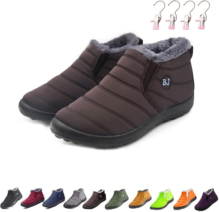 Women's Waterproof Orthopedic Warm Boots, Winter Snow Boots, Anti-Slip Fur Lined Slip On Shoes for Women Men