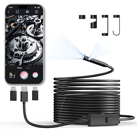 Endoscope Camera with Light, 1920P HD Borescope Inspection Camera