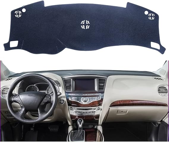 Car Dashboard Cover for Left Hand Drive Infiniti QX60 JX35 2012 2013 2014 2015 2016 2017 2018 Carpet Dashmat Sun Shade Pad Car Styling (Flannel All Black)