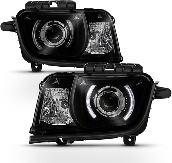 ACANII - For Blk Smoke 2010-2013 Chevy Camaro LED CCFL Projector Headlights Halogen Headlamps Driver + Passenger Side