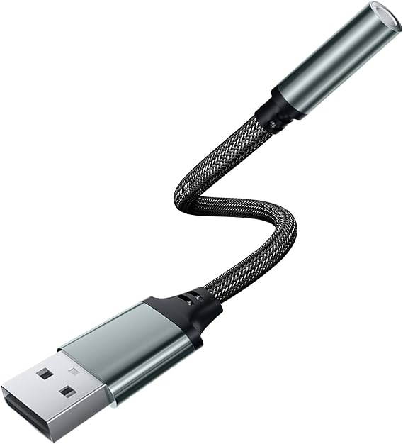 Aux to USB to 3.5mm Jack Audio Adapter, 3.5mm to usb External Sound Card