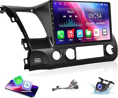 Car Radio for Honda Civic 2006-2011 Stereo with Wireless Carplay Android Auto Leadfan 10.1 Touchscreen for Honda Civic Android Radio WiFi GPS Navigation Rear Camera FM Multimedia Player Headunit