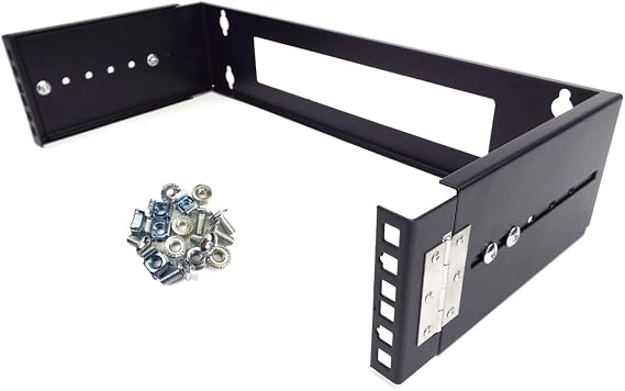 2U 19-Inch Hinged Extendable Wall Mount Bracket Network Equipment Rack - Black