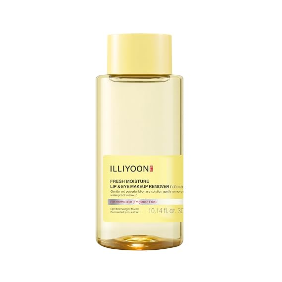 Illiyoon Fresh Moisture Lip and Eye Makeup Remover - Instant & Gentle Waterproof Make-up Remover, Non-Greasy with Naturally Fermented Yuzu Extract, Fragrance and Paraben-Free, 0.14 Fl.Oz (300ml)