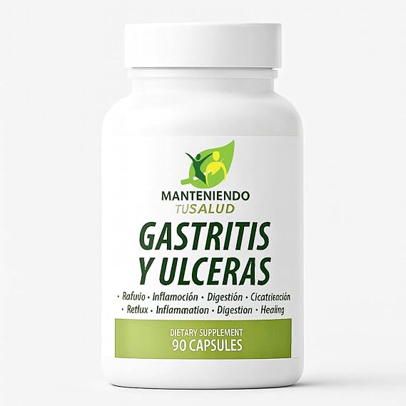 Gastritis y Ulceras, Digestive Support, Slippery Elm Bark, Goldenseal Root, 90 Capsules