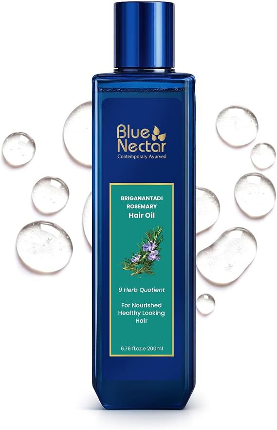 Blue Nectar Rosemary Hair Oil with Bhringraj for Healthy Scalp & Hair Care