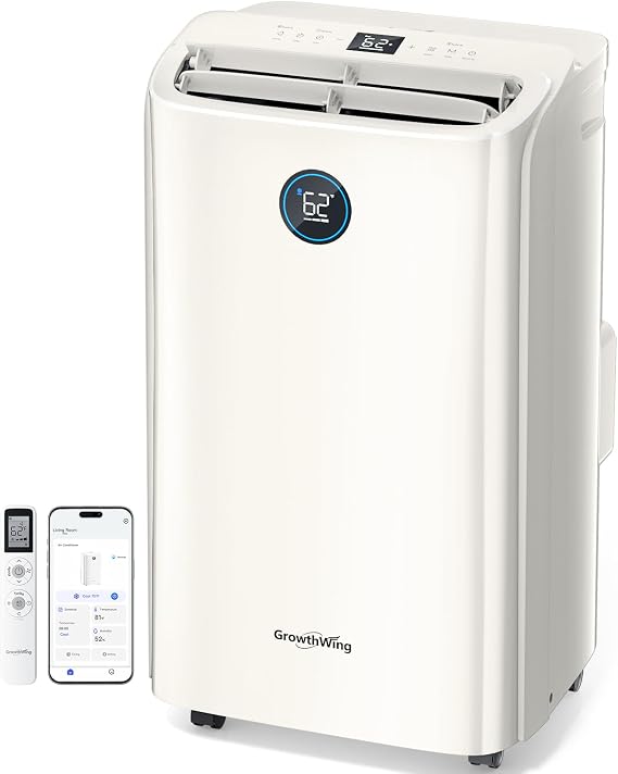 14,000 BTU Portable Air Conditioner, Cools up to 700 Sq.Ft, 3-in-1 Modes, Voice & Remote Control, Quiet Operation, Light Yellow