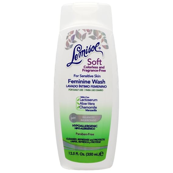 Lemisol Soft Feminine Wash, Fragrance-Free for Sensitive Skin, pH Balanced, Odor Control, 12.5 Fl Oz Bottle (Pack of 1)