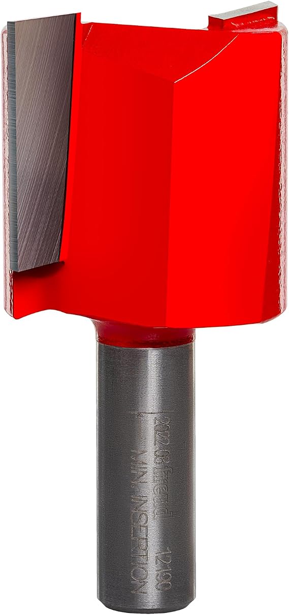 Freud Double Flute Straight Bit (Eclipse Grind) with TiCo Hi-Density Carbide - 2 Cutters, 16000 RPM, 1-1/4" Height, 1-1/2" Diameter, 3" Length, 1/2" Shank - 12-190