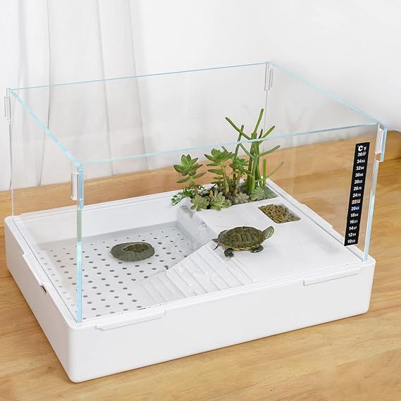 BETAZOOER Small Acrylic Turtle Tank Water Filter Reptile 15.7"11.8"10"