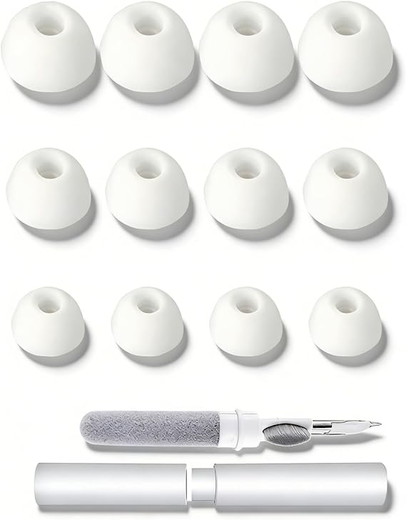 Silicone Replacement Ear Tips for soundcore Liberty 4 Pro, Anti-Slip Noise Isolation Earbuds Tips, 12 Count (S/M/L 4 Each), Includes Free Cleaning Pen - White
