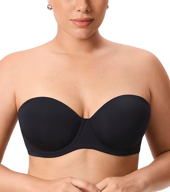 DELIMIRA Women's Lightly Padded Plus Size Strapless Bras