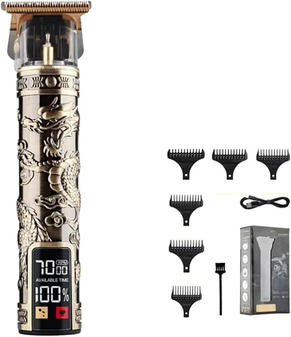 Razors T9 USB Electric Barber Rechargeable New Barber Men's Razor Hair Clipper Professional Mega Zero Finishing Machine Ceramic Shaver(LCD Dragon A)