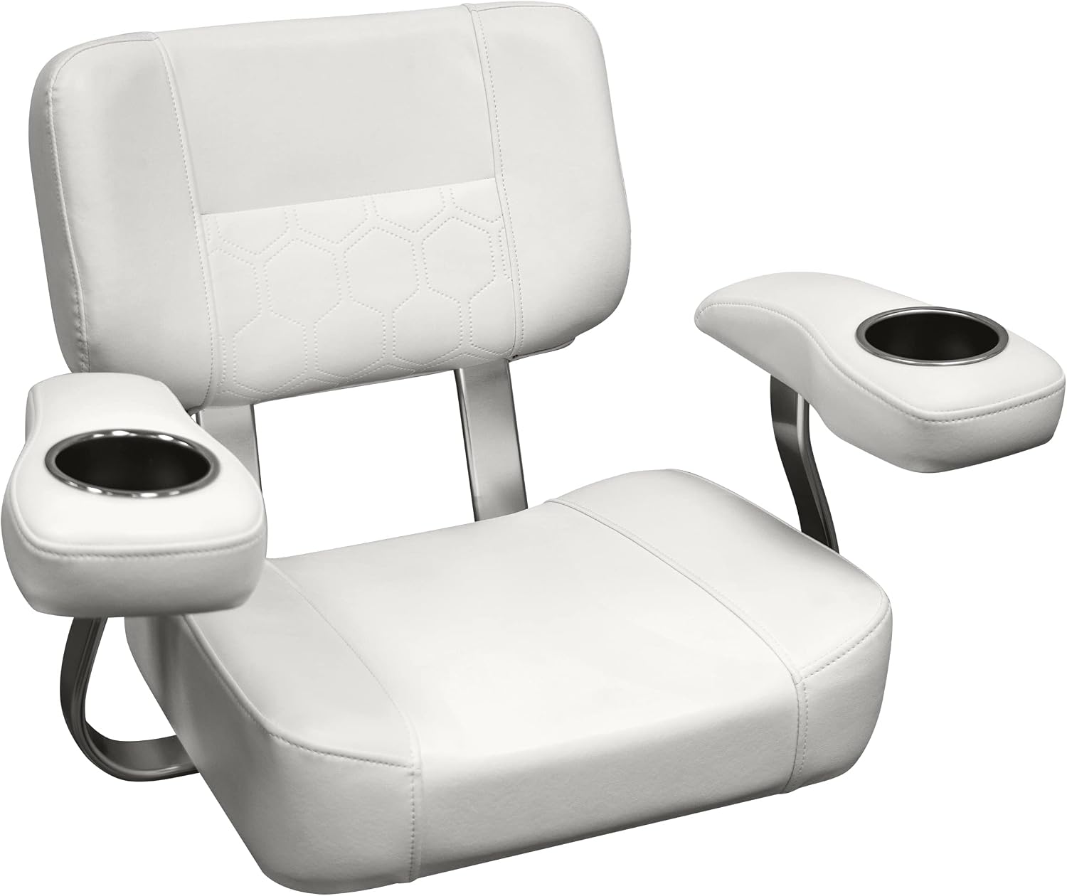 Wise 3366-784 Deluxe Series Offshore Helm Chair with Oversized Arm Rests and Stainless Cupholders, Brite White