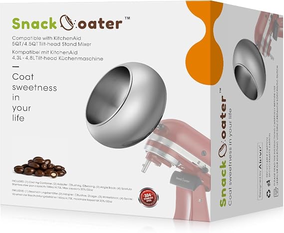 Aieve Snack Coater Compatible Food Processor for Making Chocolate Coated Almonds (Capacity: 160 oz/4.73 L)